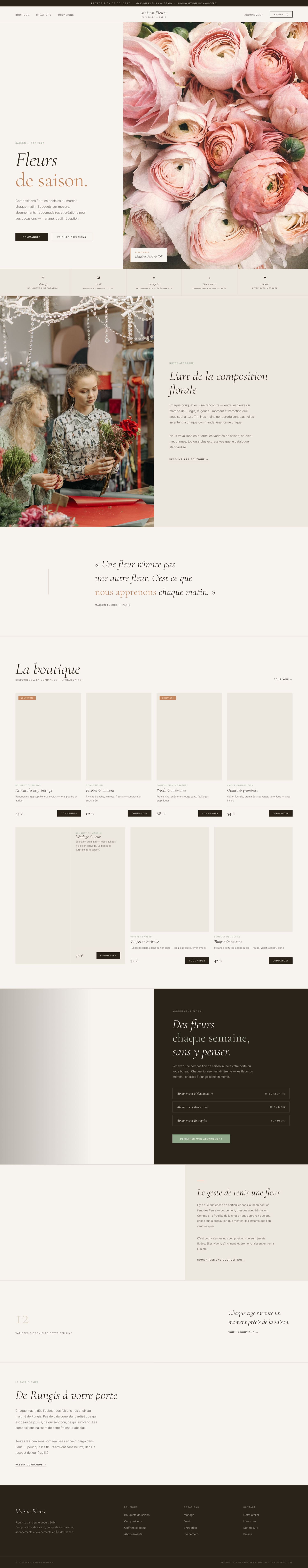 Démonstration de style — site fleuriste boutique B2C